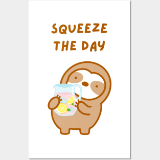 Squeeze the Day Pink Lemonade Sloth Posters and Art